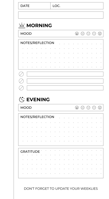 A daily page and a weekly page rendered by JournalKit