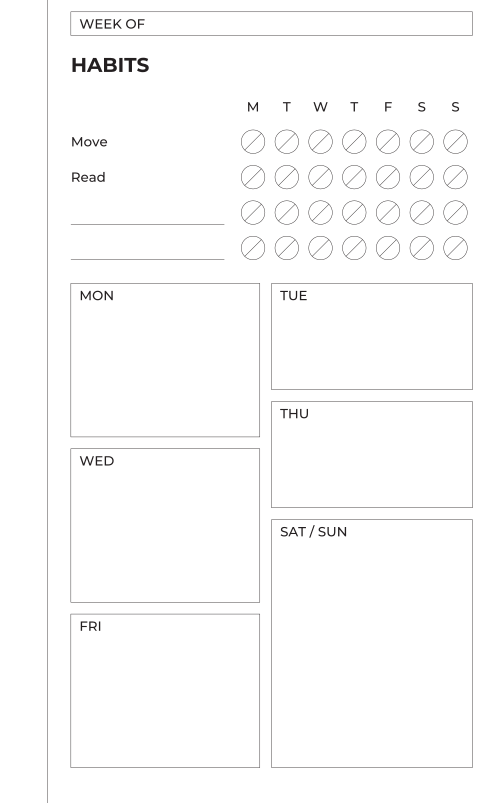 The weekly plan page